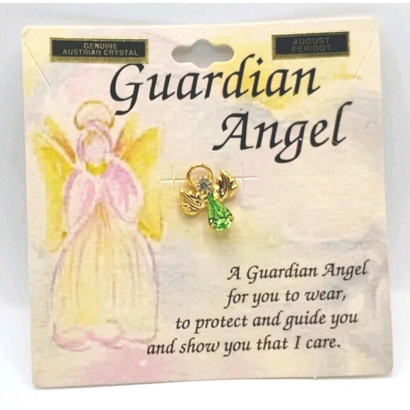 5/$25 Genuine Austrian Crystal Pin Guardian Angel Birthstones August Peridot - Picture 1 of 6